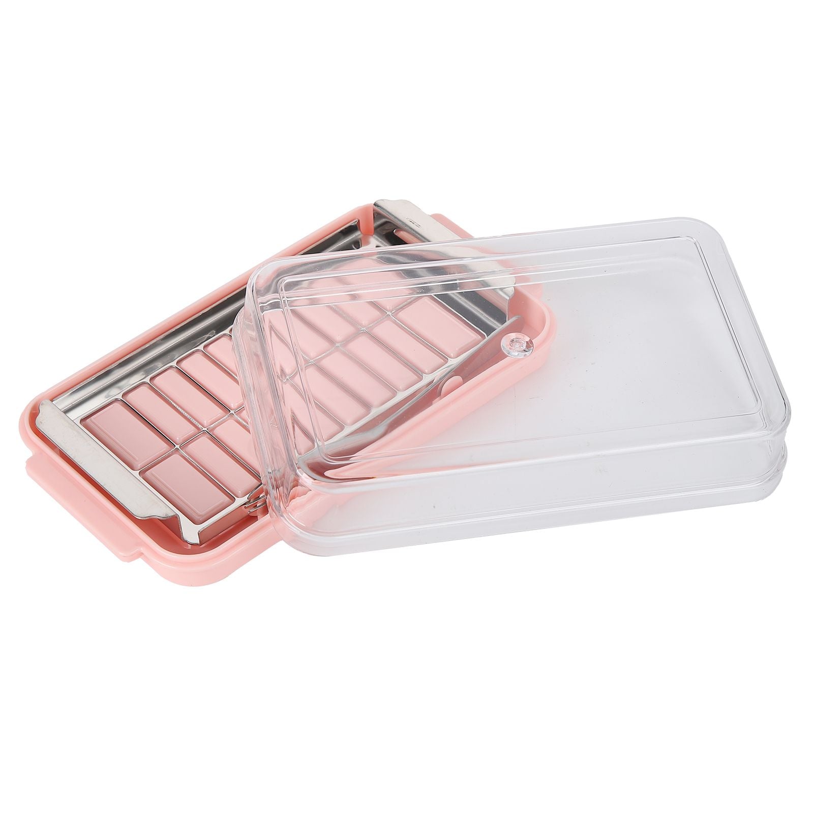 Stainless Steel Butter Cutter Container Butter Storage Box with Transparent Cover for KitchenPink Chassis