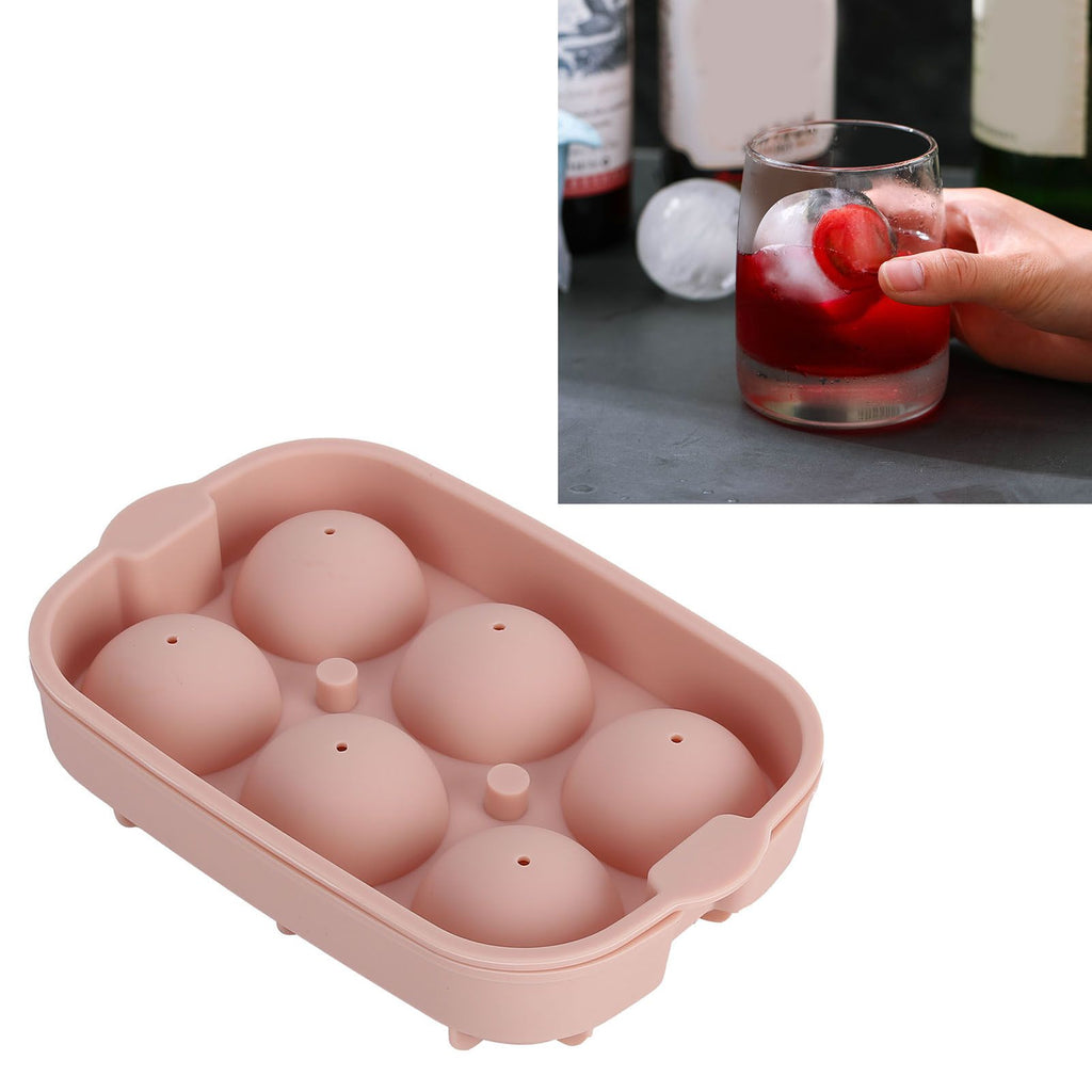 Silicone DIY Ice Cubes Mold Ice Ball Maker Mould Tray for Home Bar Party Cocktail UseLight Pink 6Hole 45mm