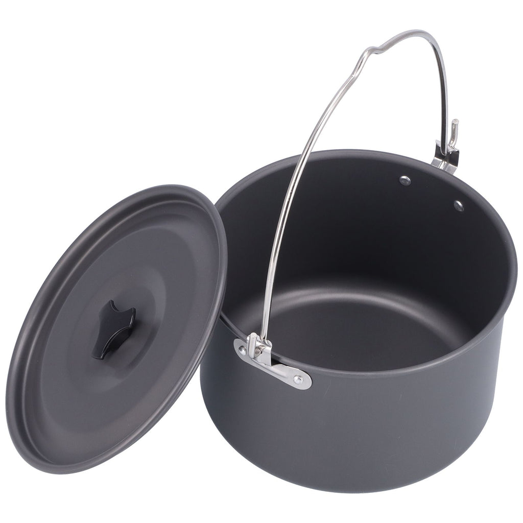 Outdoor Camping Pot Portable Aluminum Alloy Bonfire Hanging Pot with Lid Storage Bag for 6‑8 People