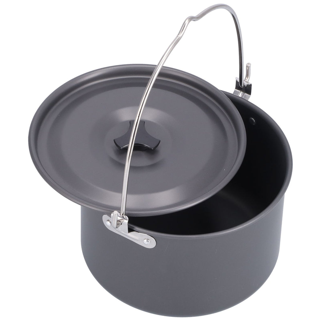 Outdoor Camping Pot Portable Aluminum Alloy Bonfire Hanging Pot with Lid Storage Bag for 6‑8 People