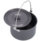 Outdoor Camping Pot Portable Aluminum Alloy Bonfire Hanging Pot with Lid Storage Bag for 6‑8 People
