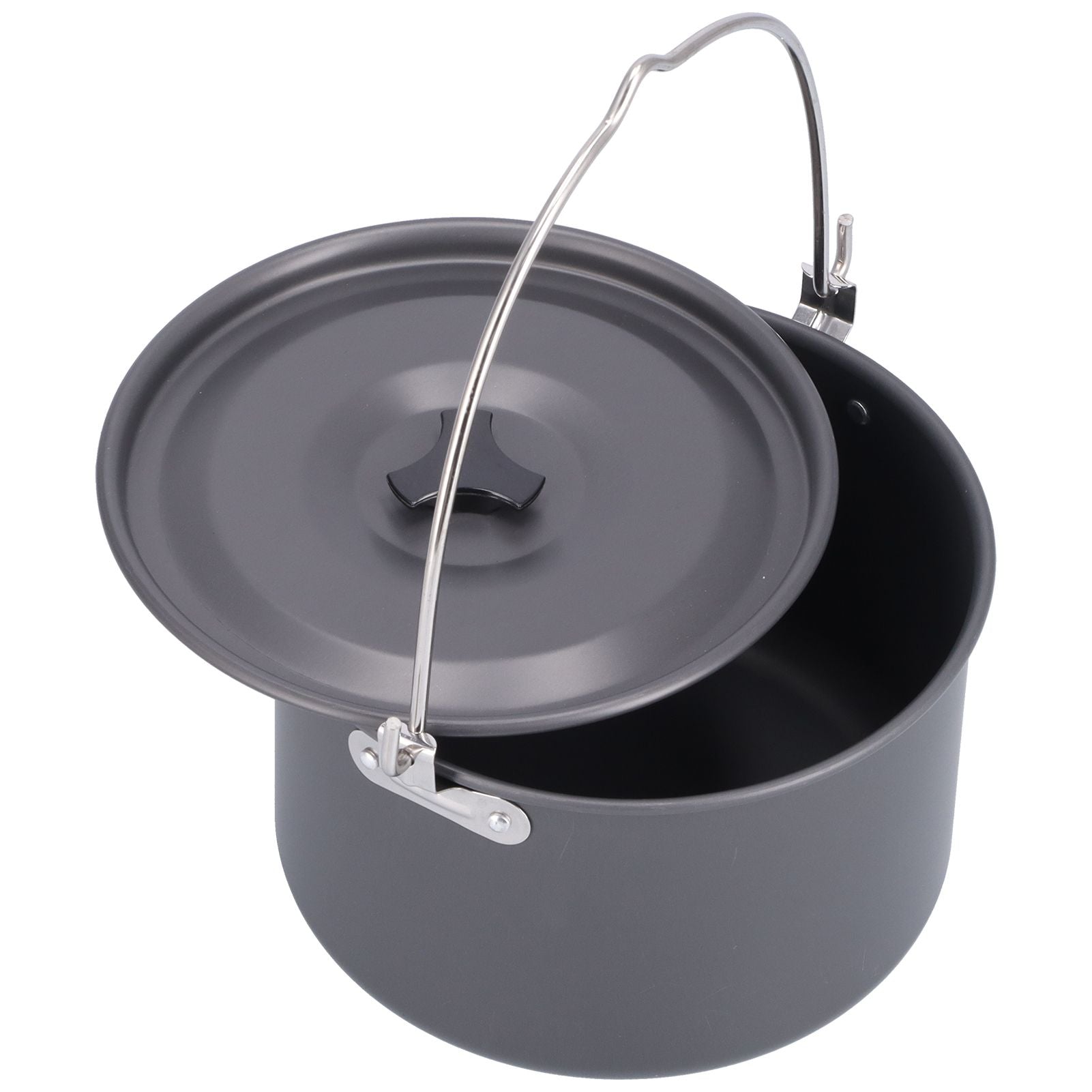 Outdoor Camping Pot Portable Aluminum Alloy Bonfire Hanging Pot with Lid Storage Bag for 6‑8 People
