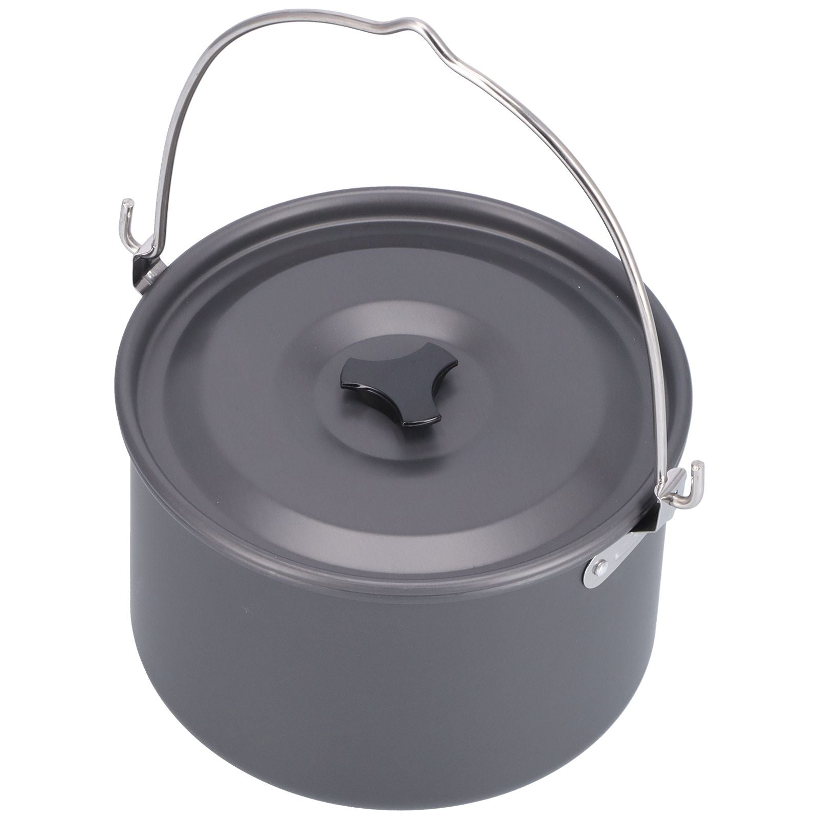 Outdoor Camping Pot Portable Aluminum Alloy Bonfire Hanging Pot with Lid Storage Bag for 6‑8 People