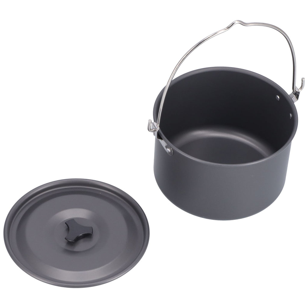 Outdoor Camping Pot Portable Aluminum Alloy Bonfire Hanging Pot with Lid Storage Bag for 6‑8 People