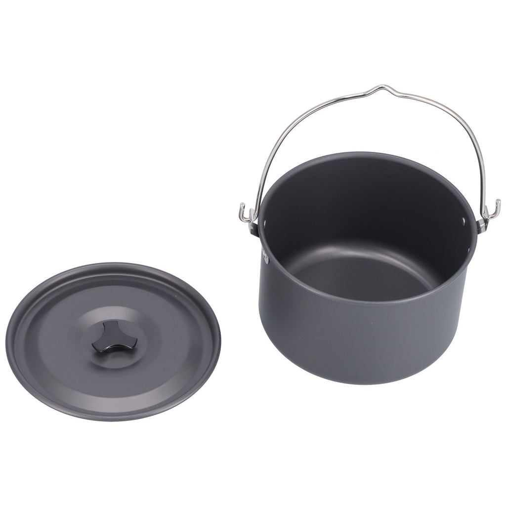 Outdoor Camping Pot Portable Aluminum Alloy Bonfire Hanging Pot with Lid Storage Bag for 6‑8 People