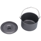 Outdoor Camping Pot Portable Aluminum Alloy Bonfire Hanging Pot with Lid Storage Bag for 6‑8 People
