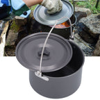 Outdoor Camping Pot Portable Aluminum Alloy Bonfire Hanging Pot with Lid Storage Bag for 6‑8 People