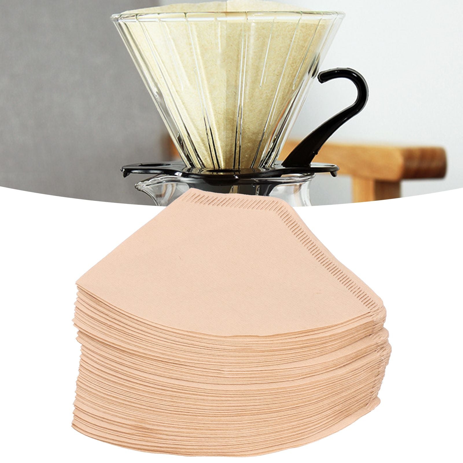 100Pcs/Bag Fan Shaped Coffee Filter Paper Wood Pulp Filter Paper Coffee Making Accessory