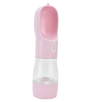 2 in 1 Pet Water Bottle Portable Anti Leakage Dog Food Bottler for Outdoor TravelingPink