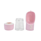 2 in 1 Pet Water Bottle Portable Anti Leakage Dog Food Bottler for Outdoor TravelingPink