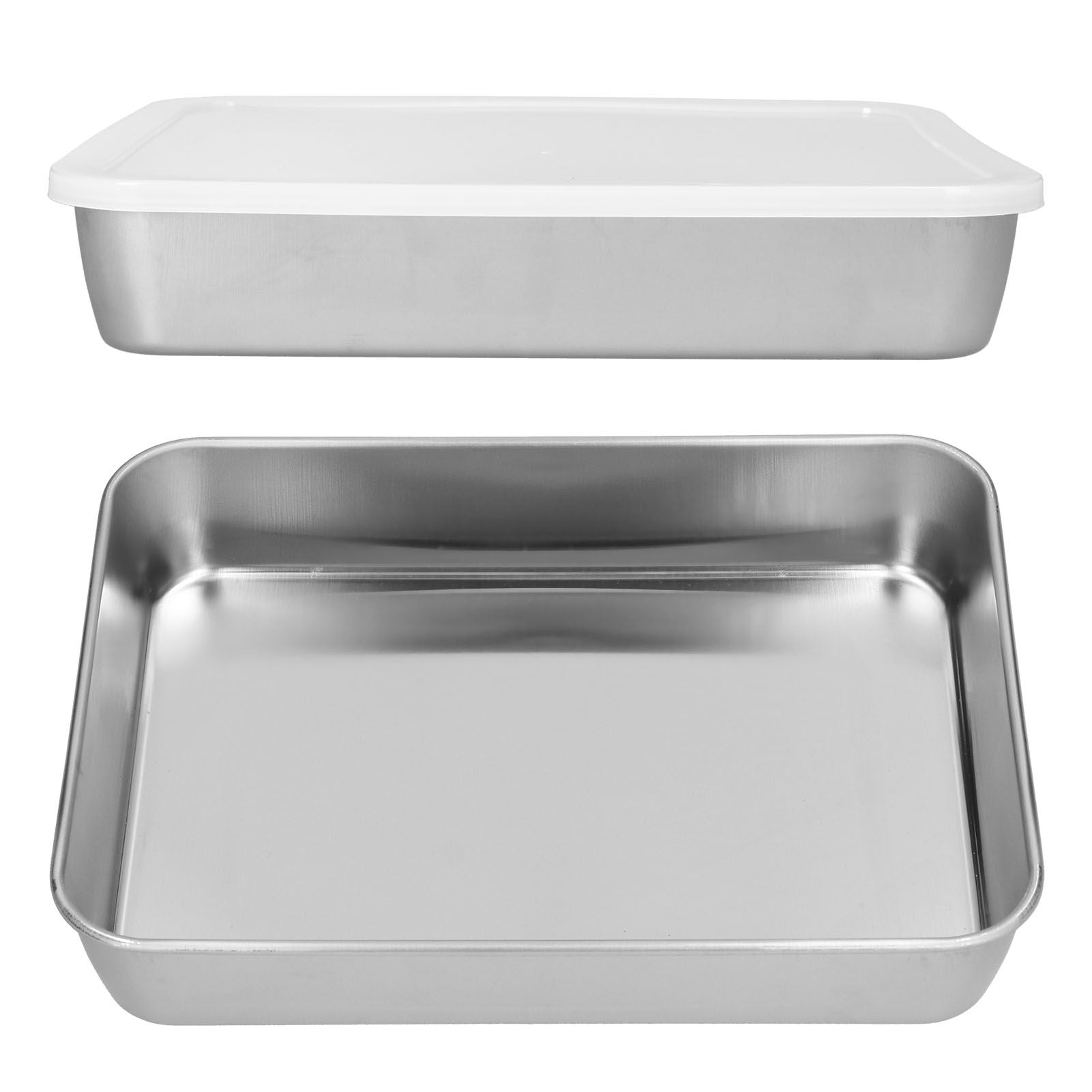Stainless Steel Baking Tray Deep Flat Non Stick Baking Pan Food Storage Box with CoverM