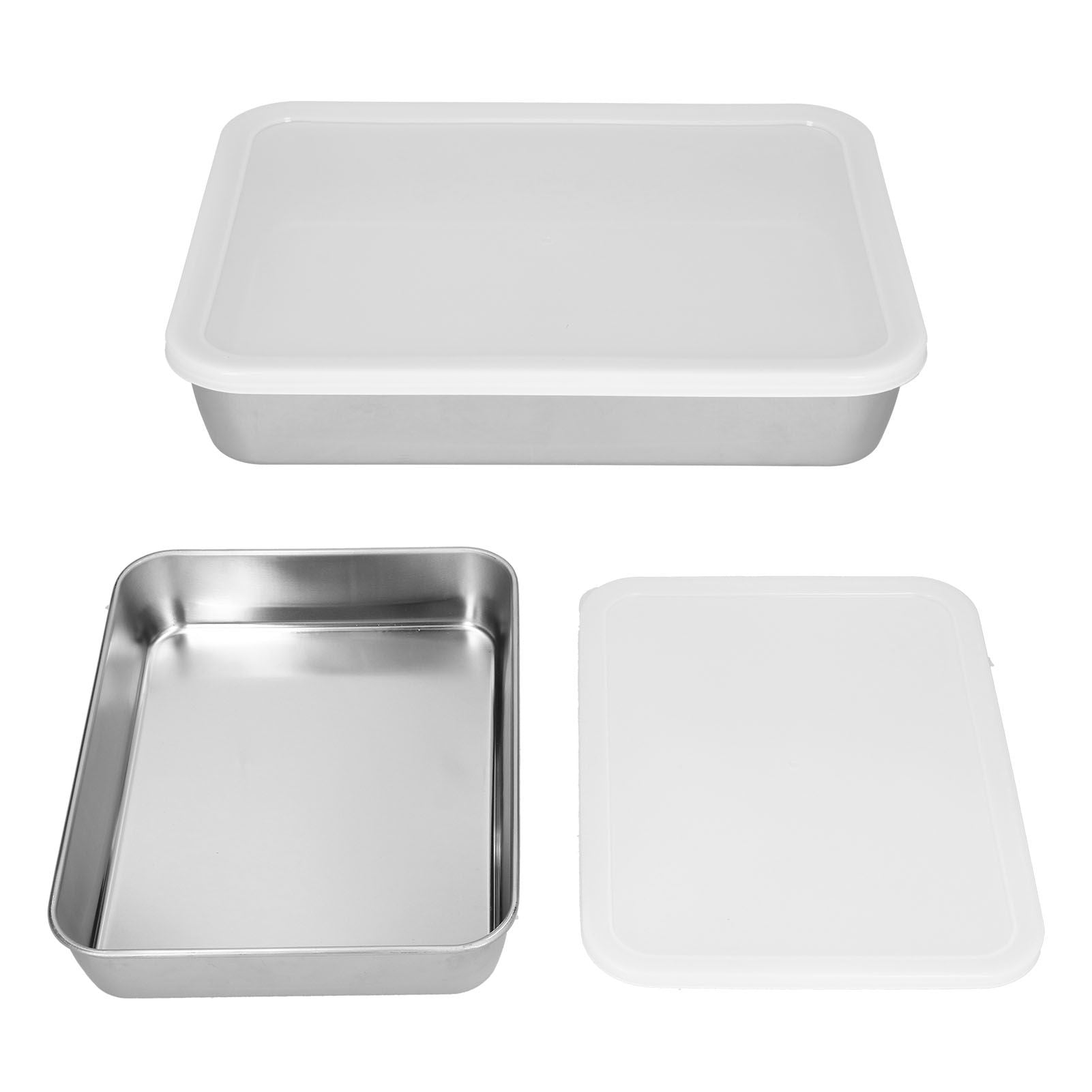 Stainless Steel Baking Tray Deep Flat Non Stick Baking Pan Food Storage Box with CoverM