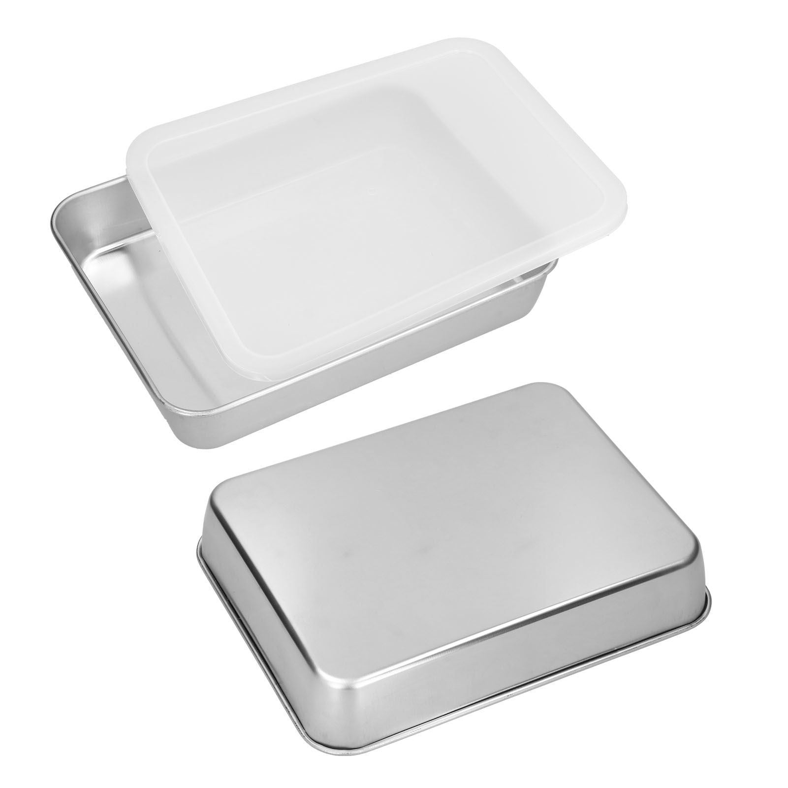 Stainless Steel Baking Tray Deep Flat Non Stick Baking Pan Food Storage Box with CoverM