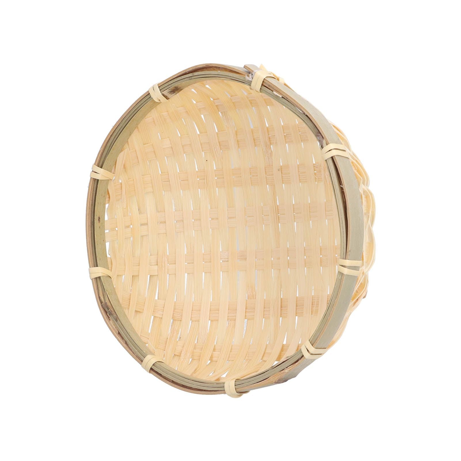 Fruit Basket Hand Woven Bamboo Mini Multifunctional Sturdy Serving Basket Tray for Living Room Kitchen 13x4cm