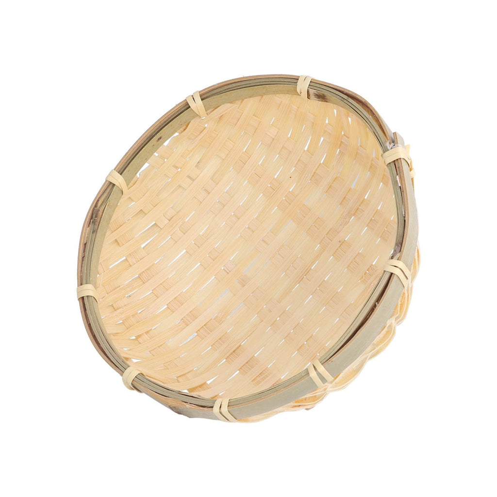 Fruit Basket Hand Woven Bamboo Mini Multifunctional Sturdy Serving Basket Tray for Living Room Kitchen 13x4cm