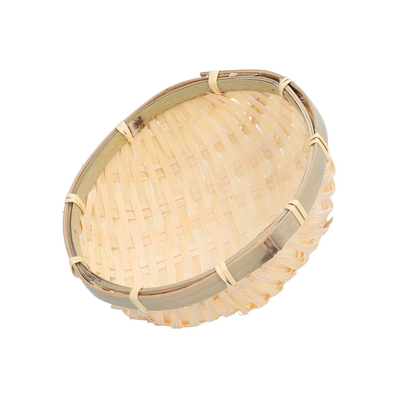 Fruit Basket Hand Woven Bamboo Mini Multifunctional Sturdy Serving Basket Tray for Living Room Kitchen 13x4cm