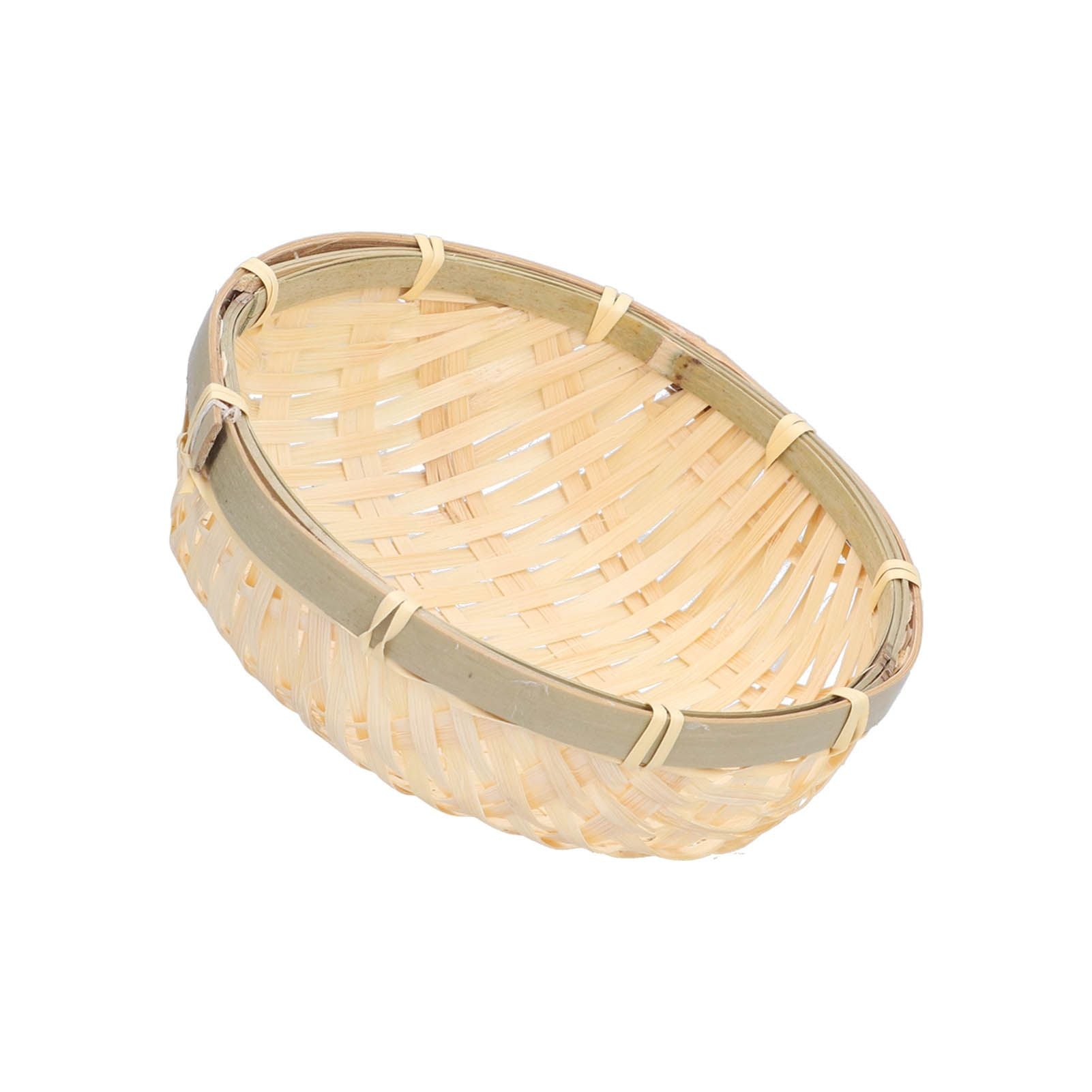Fruit Basket Hand Woven Bamboo Mini Multifunctional Sturdy Serving Basket Tray for Living Room Kitchen 13x4cm