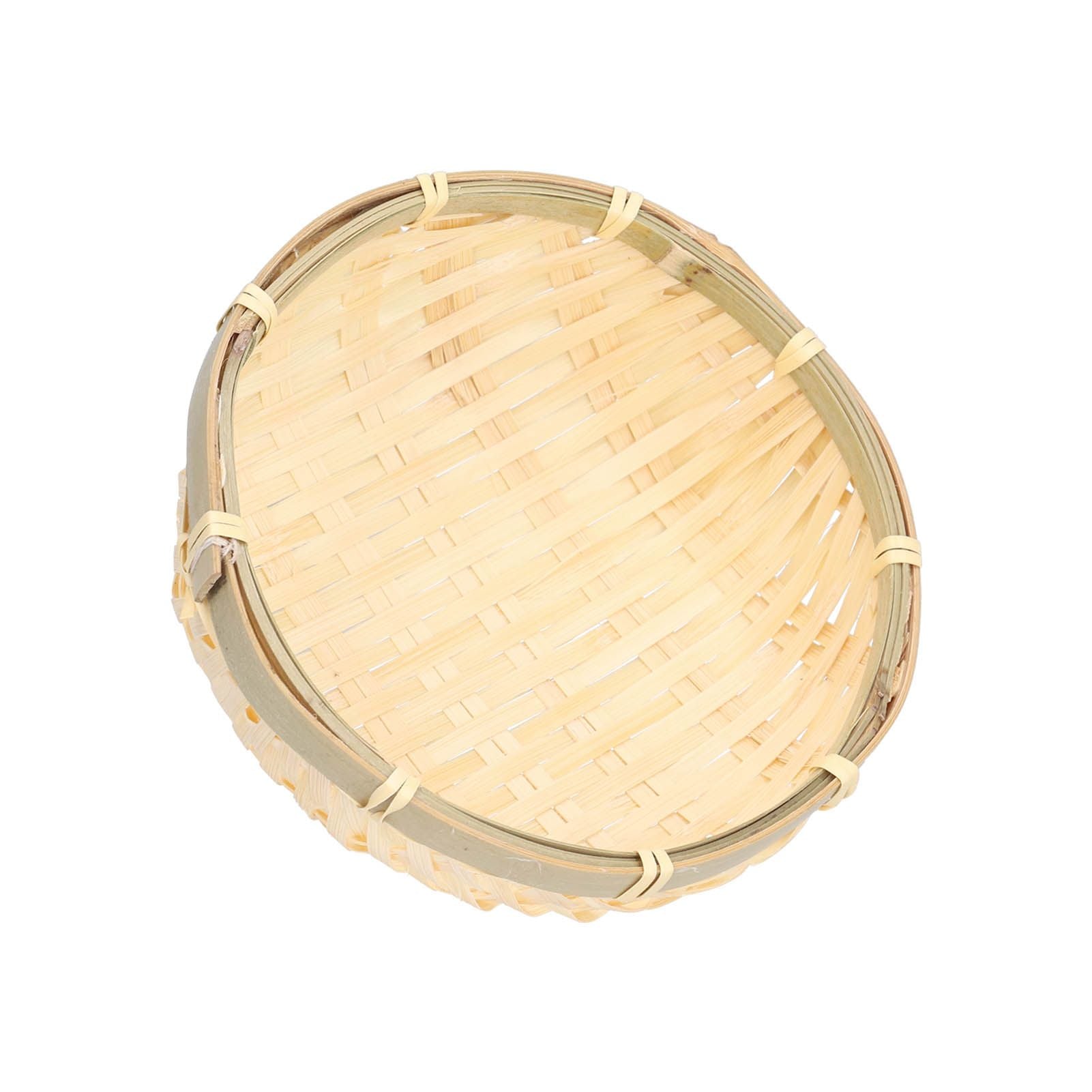 Fruit Basket Hand Woven Bamboo Mini Multifunctional Sturdy Serving Basket Tray for Living Room Kitchen 13x4cm