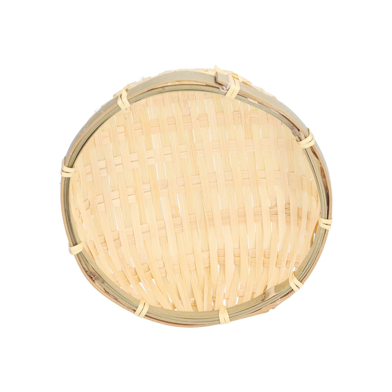 Fruit Basket Hand Woven Bamboo Mini Multifunctional Sturdy Serving Basket Tray for Living Room Kitchen 13x4cm