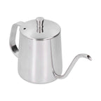 Hand Drip Coffee Pot Stainless Steel Coffee Pouring Kettle Pour Over Gooseneck Tea Pot with LidSilver 350ml
