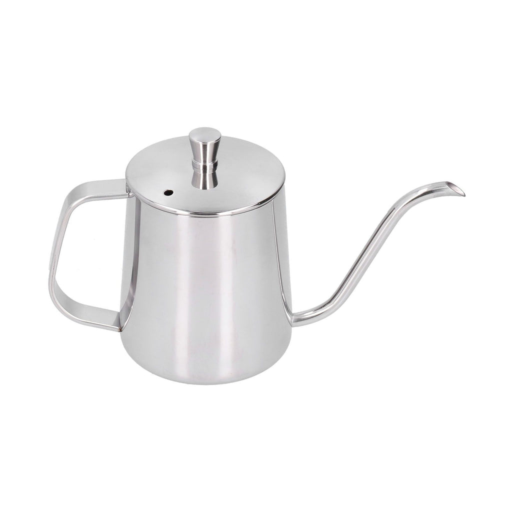 Hand Drip Coffee Pot Stainless Steel Coffee Pouring Kettle Pour Over Gooseneck Tea Pot with LidSilver 350ml