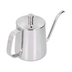 Hand Drip Coffee Pot Stainless Steel Coffee Pouring Kettle Pour Over Gooseneck Tea Pot with LidSilver 350ml