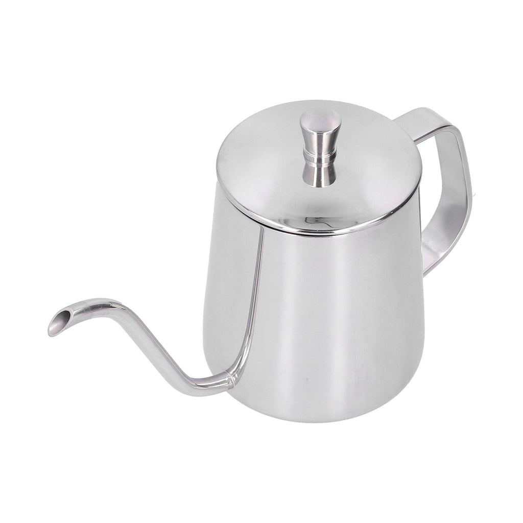 Hand Drip Coffee Pot Stainless Steel Coffee Pouring Kettle Pour Over Gooseneck Tea Pot with LidSilver 350ml