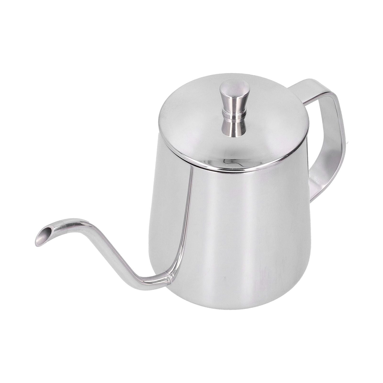 Hand Drip Coffee Pot Stainless Steel Coffee Pouring Kettle Pour Over Gooseneck Tea Pot with LidSilver 350ml