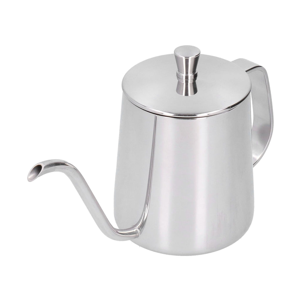 Hand Drip Coffee Pot Stainless Steel Coffee Pouring Kettle Pour Over Gooseneck Tea Pot with LidSilver 350ml