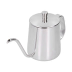 Hand Drip Coffee Pot Stainless Steel Coffee Pouring Kettle Pour Over Gooseneck Tea Pot with LidSilver 350ml