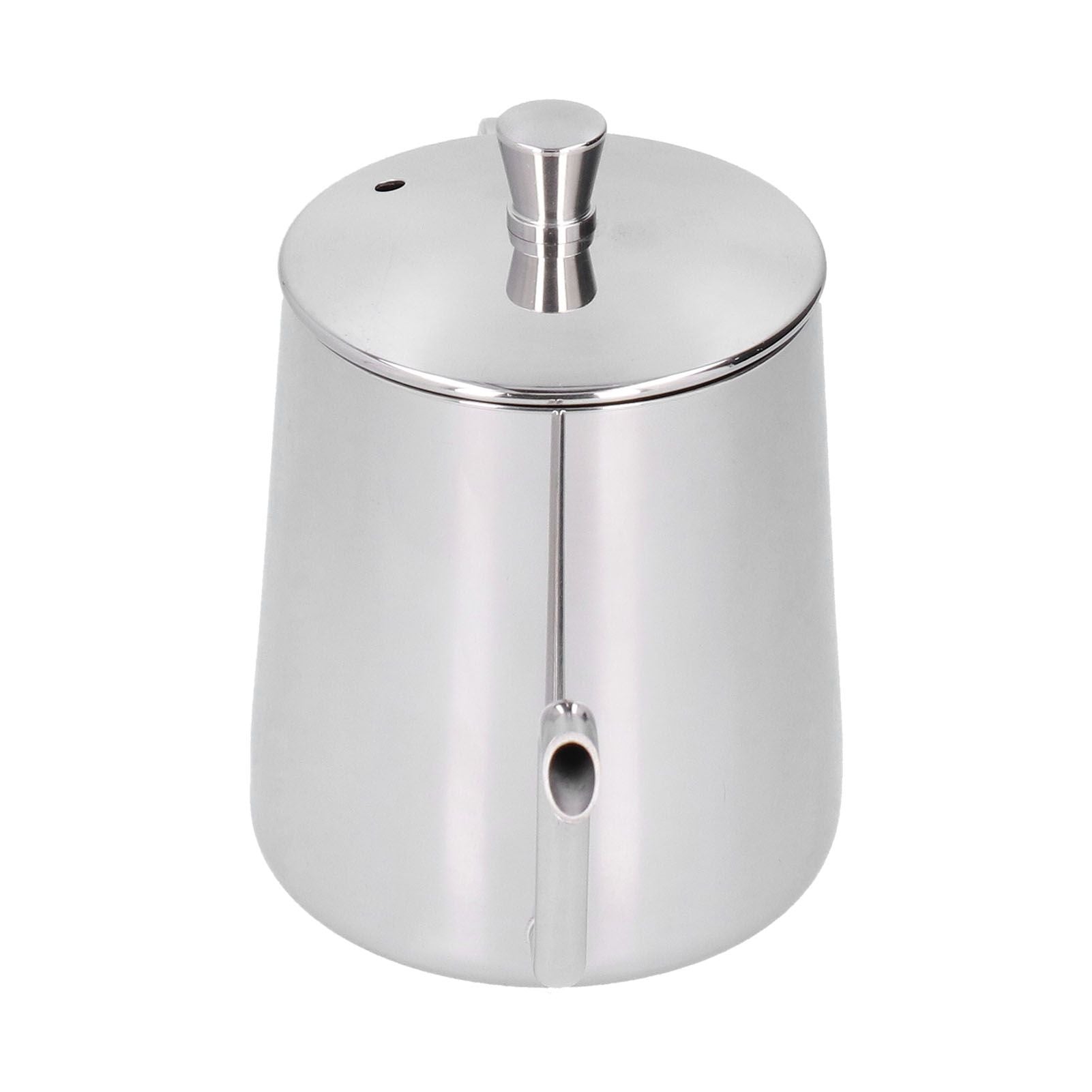 Hand Drip Coffee Pot Stainless Steel Coffee Pouring Kettle Pour Over Gooseneck Tea Pot with LidSilver 350ml