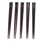 5 Pair Japanese Style Wooden Chopsticks Golden Printed Flowers Reusable Traditional Stylish Gift for Family Friends