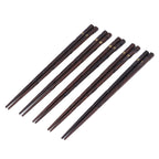 5 Pair Japanese Style Wooden Chopsticks Golden Printed Flowers Reusable Traditional Stylish Gift for Family Friends
