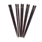 5 Pair Japanese Style Wooden Chopsticks Golden Printed Flowers Reusable Traditional Stylish Gift for Family Friends