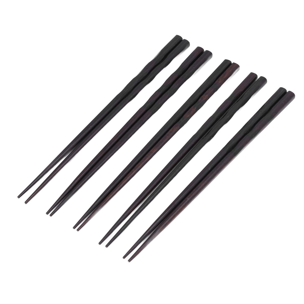 5 Pairs Chopsticks Ironwood Black Round Reusable 23cm/9.1in Long for Japanese Style Tableware Classic