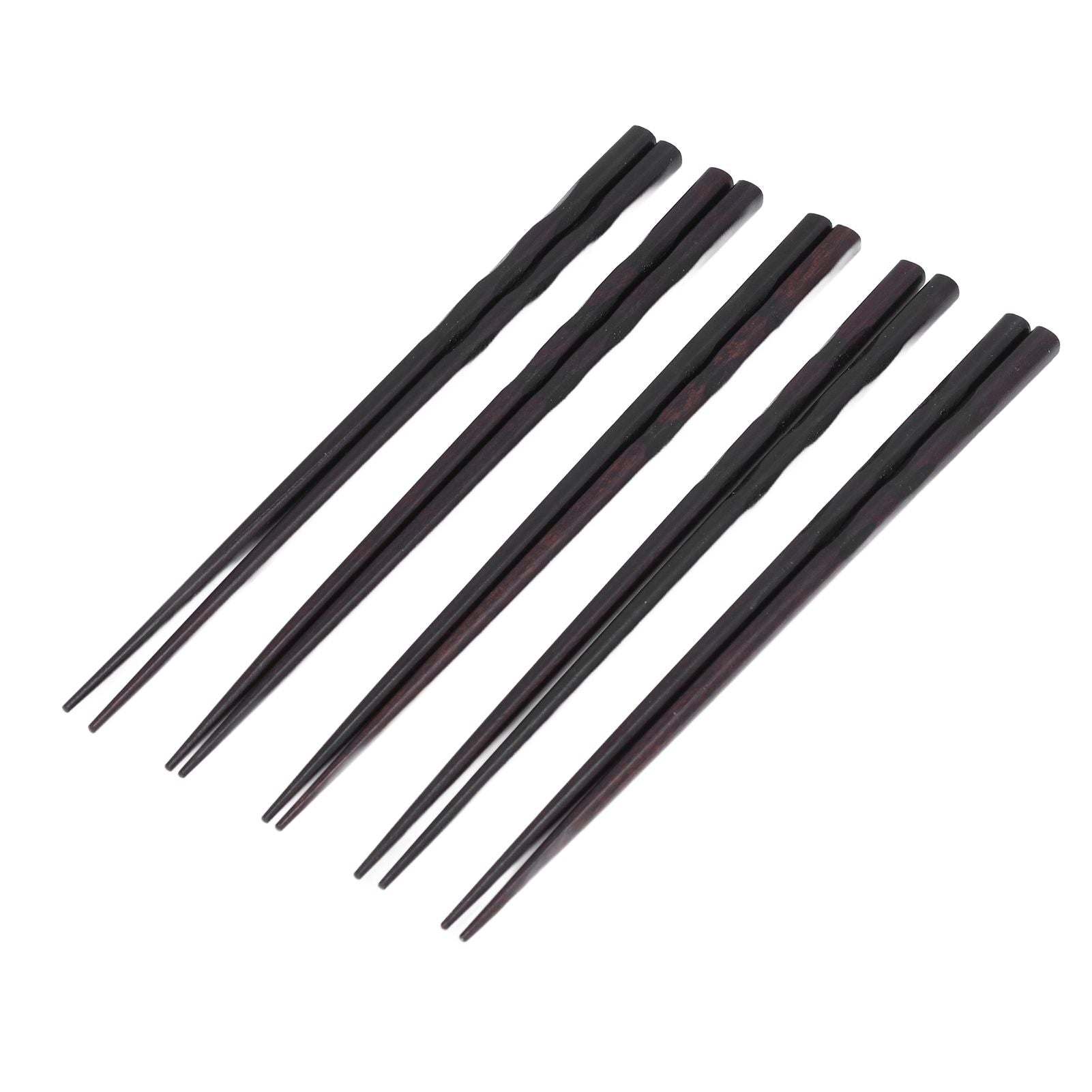 5 Pairs Chopsticks Ironwood Black Round Reusable 23cm/9.1in Long for Japanese Style Tableware Classic