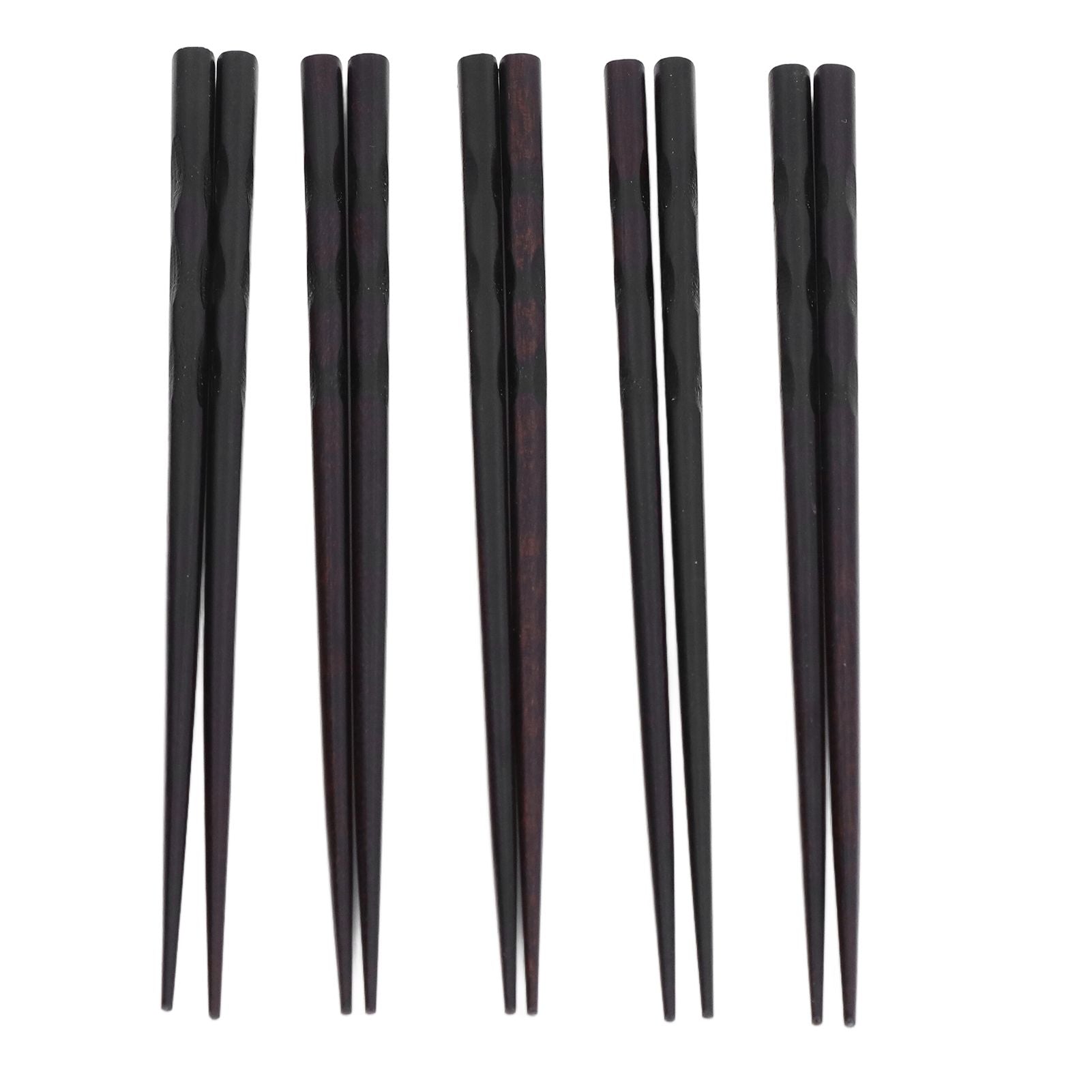 5 Pairs Chopsticks Ironwood Black Round Reusable 23cm/9.1in Long for Japanese Style Tableware Classic