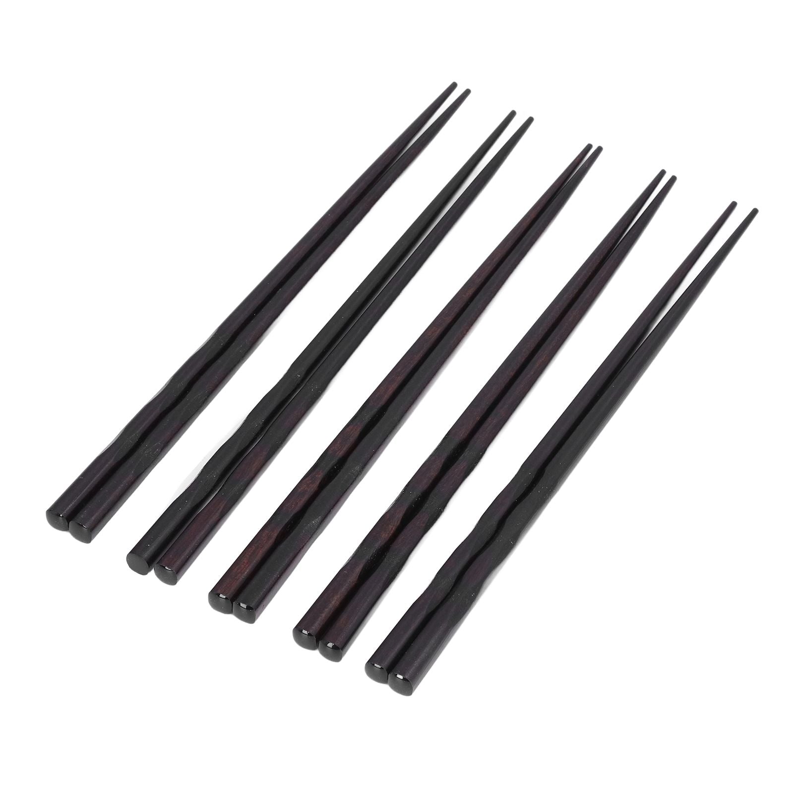 5 Pairs Chopsticks Ironwood Black Round Reusable 23cm/9.1in Long for Japanese Style Tableware Classic