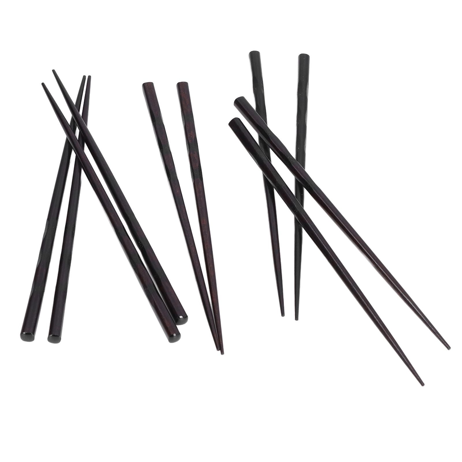 5 Pairs Chopsticks Ironwood Black Round Reusable 23cm/9.1in Long for Japanese Style Tableware Classic