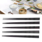 5 Pairs Chopsticks Ironwood Black Round Reusable 23cm/9.1in Long for Japanese Style Tableware Classic