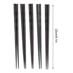 5 Pairs Chopsticks Ironwood Black Round Reusable 23cm/9.1in Long for Japanese Style Tableware Classic