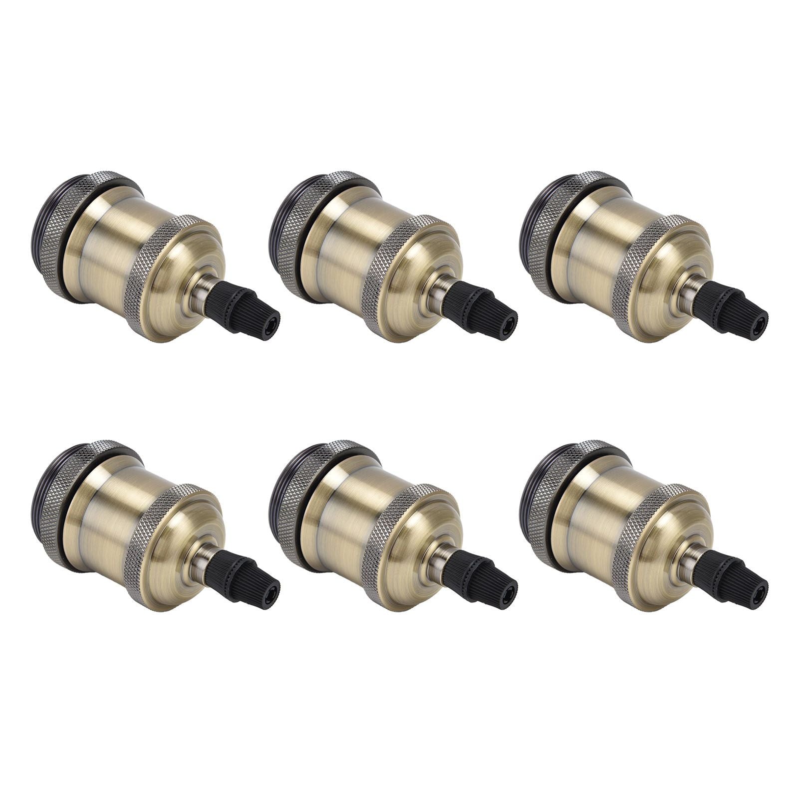 6 Pcs Lamp Holder Metal E26 E27 Screw Retro Lighting Base Accessories with Ground Aluminum ShellBlue Bronze