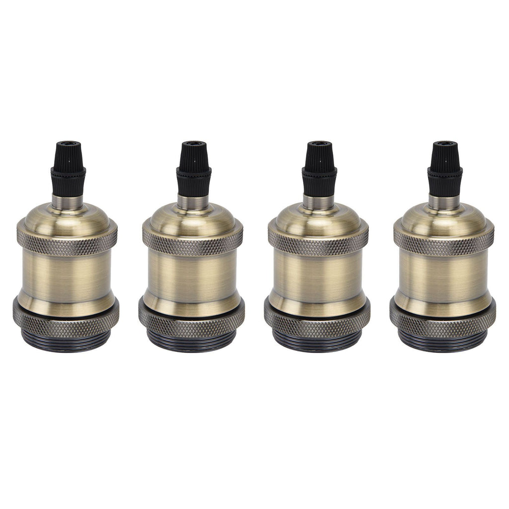 6 Pcs Lamp Holder Metal E26 E27 Screw Retro Lighting Base Accessories with Ground Aluminum ShellBlue Bronze
