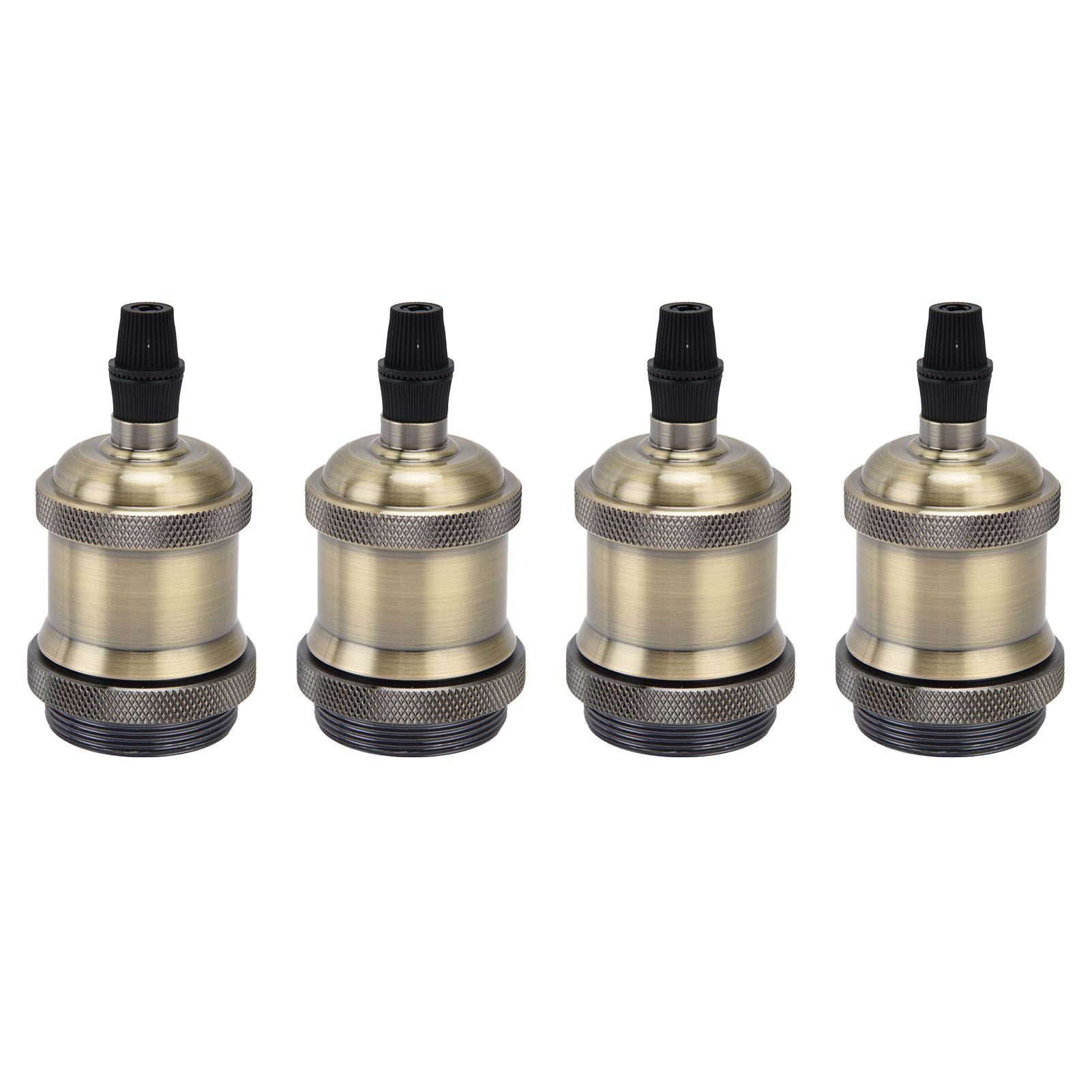 6 Pcs Lamp Holder Metal E26 E27 Screw Retro Lighting Base Accessories with Ground Aluminum ShellBlue Bronze