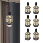 6 Pcs Lamp Holder Metal E26 E27 Screw Retro Lighting Base Accessories with Ground Aluminum ShellBlue Bronze