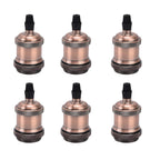 6 Pcs Lamp Holder Metal E26 E27 Screw Retro Lighting Base Accessories with Ground Aluminum ShellRed Bronze