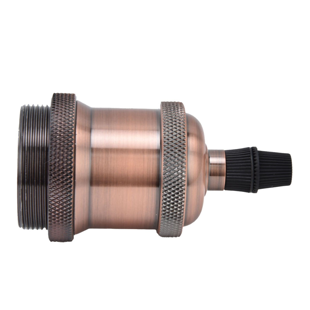 6 Pcs Lamp Holder Metal E26 E27 Screw Retro Lighting Base Accessories with Ground Aluminum ShellRed Bronze