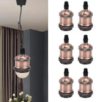 6 Pcs Lamp Holder Metal E26 E27 Screw Retro Lighting Base Accessories with Ground Aluminum ShellRed Bronze