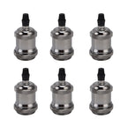 6 Pcs Lamp Holder Metal E26 E27 Screw Retro Lighting Base Accessories with Ground Aluminum ShellPearl Black