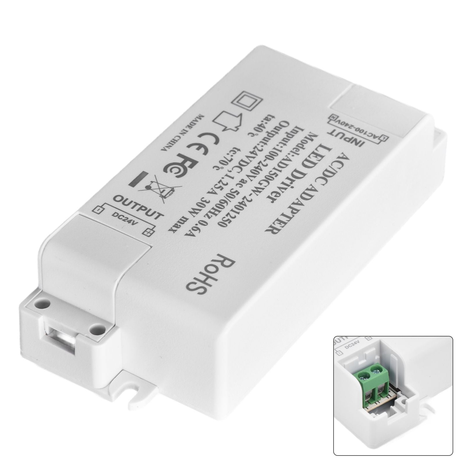 30W DC 24V 1.25A LED Driver Constant Voltage Professional LED Light Transformer AC 100‑240V